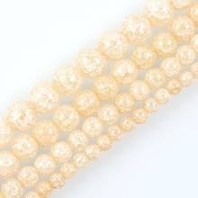 Cuentas redondas de cristal agrietado para fabricación de joyas, cuentas espaciadoras sueltas de 15 ", color champán y dorado, para pulsera y cuello de 6-12mm 2024 - compra barato