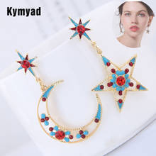 Kymyad-pendientes esmaltados colgantes para mujer, joyas asimétricas de estrella y Luna, aretes colgantes geométricos, joyería 2024 - compra barato