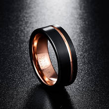 Nuncad New Men's Ring 8mm Black Matte Finish Tungsten Carbide Rings Rose Gold Color Groove Wedding Bands Tungsten Ring Size 5-14 2024 - buy cheap