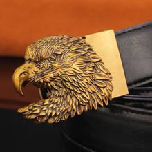 Cinturones de águila dorada para hombre, hebilla automática de alta calidad, correa de cintura informal de piel de vaca de diseñador de marca de lujo, a la moda 2024 - compra barato