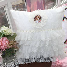Top luxury palace European embroidery cushion cover cake Lace pillow cover handmade elegant bedding pillowcase sofa cushion 2024 - buy cheap