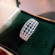 Anel de prata esterlina 925, joia com 5 fileiras para meninas, joia de aniversário, festa de casamento 2024 - compre barato