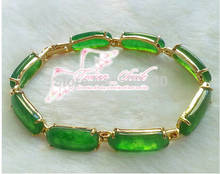 +++ 215 Exquisite green Jade 14K Plate Gold Bracelet 2024 - buy cheap