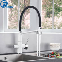 POIQIHY Pure Water Filter Kitchen Faucet Brass 3 modes Pull Down Filtered Kitchen Faucets Dual Handle Spout Hot Cold Mixer Tap 2024 - buy cheap