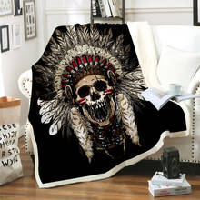 Indian Skull 3d Printed Fleece Blanket for Beds Thick Quilt Fashion Bedspread Sherpa Throw Blanket Adults Kids 06 2024 - buy cheap