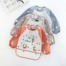 Baby Washable Print Bibs Waterproof Kids Eating Clothing Children Long Sleeves Feeding Smock Bibs Baby Apron Pocket Bandana Bibs 2024 - buy cheap