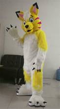 Longa pele amarela husky mascote traje bonito cão mascote fursuit cosplay festa carnaval unisex adulto tamanho rpg presente terno 2024 - compre barato