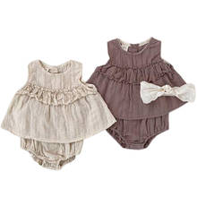 2022 Baby Girls Clothes Set Sleeveless Ruffle Shirt+PP Shorts Summer Newborn Baby Girls Clothes Infant Baby Girls Clothing Suit 2024 - buy cheap