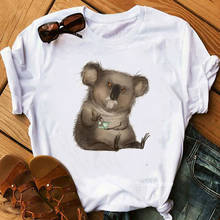 Women T-shirt 2021 Cute Coffee Koala animal Print funny T shirts Female O-Neck Short Sleeve harajuku kawaii white female t-shirt 2024 - buy cheap