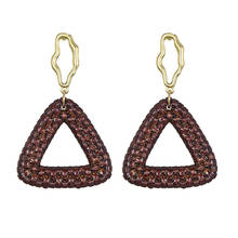Lovbeafas-pendientes triangulares Vintage para mujer, aretes acrílicos con patrón geométrico de tejido de ratán, joyería 2024 - compra barato