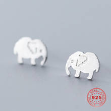 Pendientes de elefante cepillado de Plata de Ley 925 para mujer, aretes pequeños y frescos con personalidad Simple, joyería para mujer y niña, 1 par 2024 - compra barato