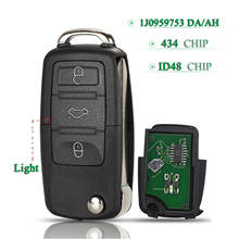 Ключи 10 шт. для VW PASSAT Polo Skoda Seat Polo Golf Beetle FOB 3 кнопки 434Mh откидной дистанционный Автомобильный ключ ID48 чип 1J0959753DA /AH 2024 - купить недорого