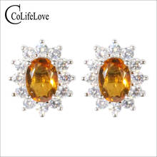 CoLife Jewelry VVS Grade Citrine Stud Earrings 6*8mm Natural Citrine Earrings 925 Silver Citrine Jewelry 2024 - buy cheap