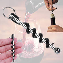 1pc Portable Easy Wine Corkscrew Stainless Steel Wine Opener With Ring Double Hinged Outdoor Keychain Bottle Opener Kitchen Tool 2024 - buy cheap
