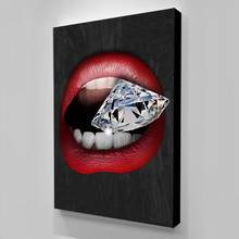 Home Decor Diamond Mouth Eat Modular Poster Red Cool Gift Pictures Wall Art Canvas Printed Painting Living Room Modern Artwork 2024 - buy cheap