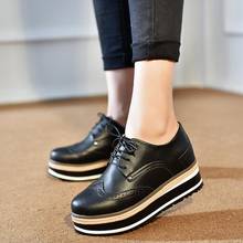 Fashion Women's Platform Genuine Leather Creepers British Goth Punk Shoes Espadrilles Bullock Carved Woman Shoes 2024 - buy cheap