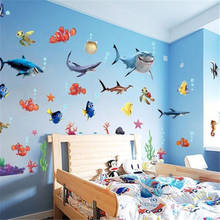 2020 PVC Waterproof Cute Nemo Shark Fish Wall Sticker Bathroom Mural Wall Sticker Living Room Decal Home Decor for Kids 2024 - buy cheap