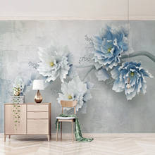 Papel tapiz de pared 3D con relieve de flor de peonía azul para sala de estar, Fondo de casa, revestimiento de paredes, decoración clásica del hogar, Mural Fresco 2024 - compra barato