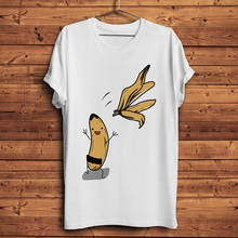 Camiseta de banana elástica, camiseta de verão masculina branca de manga curta casual unissex e hipster 2024 - compre barato