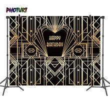 Fondo fotográfico de gran Gatsby, cartel de fotografía de vinilo, accesorios de decoración para cumpleaños y bodas, negro, dorado, poliéster 2024 - compra barato