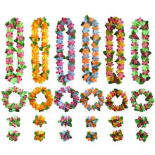 Conjunto de 4 unids/set de collar de guirnalda de flores artificiales Hawaianas, para decoración de fiesta, vestido de fantasía, fiesta, playa, Hawaii, flores divertidas, DIY 2024 - compra barato