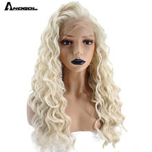 Anogol High Temperature Fiber 613 Long Deep Wave Pink Copper Red Platinum Blonde Synthetic Lace Front Wig For Women Free Part 2024 - buy cheap