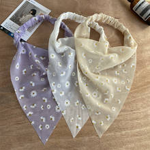 Женский эластичный треугольный шарф-повязка с цветочным принтом 2024 - купить недорого