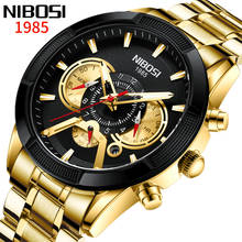 NIBOSI Luxury Brand Mens Watches Gold Quartz Wristwatch Sport Chronograph Male Clock Stainless Steel Band Fashion Business Watch 2024 - buy cheap