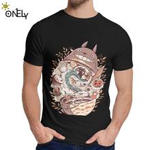 Camiseta de algodón puro Ramen Horor Hayao Miyazaki, camiseta japonesa de Anime, diseño único, Camiseta de algodón suave con cuello redondo 2024 - compra barato