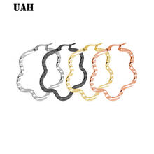 UAH Diameter 30MM-50MM Stainless Steel Jewelry Big Plum Hoop Earrings Gold Color Circle Round Earrings For Women 2024 - buy cheap