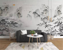 WELLYU 3D Customized wall papers home decor eco-friendly wallpaper new Chinese abstract ink landscape living room background 2024 - buy cheap