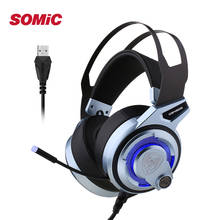 SOMIC-auriculares G949DE 7,1 de sonido Virtual para videojuegos, cascos con cancelación de ruido LED con motor Dual, 4 altavoces, enchufe USB para juegos de PC 2024 - compra barato