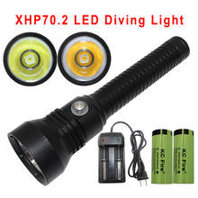 Linterna LED de buceo XHP70.2, 26650, luz táctica subacuática, amarilla/blanca, 4000 lúmenes, resistente al agua 2024 - compra barato