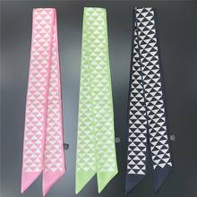 Luna&Dolphin Women Narrow Long Skinny Scarf 96x6cm Triangle Geometry Chiffon Silky Tie Pink Bag Ribbon Headbands Choker Streamer 2024 - buy cheap