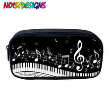 NOISYDESIGNS-estuche de lápices para niños y niñas, Bolsa personalizada con estampado de notas musicales, Piano, con cremallera, para maquillaje Infantil 2024 - compra barato