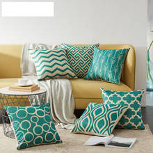 Geometric Cushion Covers Quatrefoil Teal Turquoise Linen Throw Pillow Case Bed Decorative Throw Pillows Sofa Canvas 2024 - buy cheap
