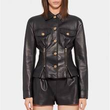 Women Coats Genuine Leather 2020 New Fashion Autunm Winter Lady Bomber Motorcycle 100% Sheepskin Jackets High Quality H831 2024 - buy cheap