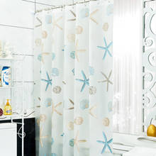 Cortinas de ducha impermeables con estampado de estrellas de mar, visillo de baño con ganchos, PEVA, decoración del hogar 2024 - compra barato