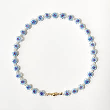 Collar hecho a mano con cuentas de perlas de imitación, joyería Bohemia con cuentas de flores azules, collar estético 2021 2024 - compra barato