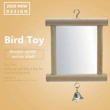 Pet Bird Mirror with Bell, Wooden Swing Play Toys Double Side Mirror Hang On Cage For Parrot Budgies Parakeet Cockatiel Lovebird 2024 - buy cheap
