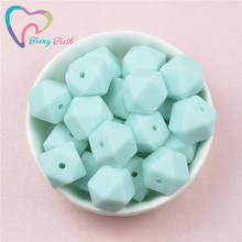 10 PCS Aqua/Blue Green Silicone Beads 14-17 MM Hexagon Perle Silicone Dentition Baby Teething Beads Pacifier Chain Accessories 2024 - buy cheap