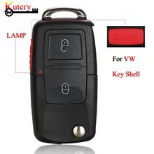 Kutery Folding Car Key Shell For Volkswagen VW Jetta Golf Passat 2+1 Panic 3Buttons Car Remote Key Cover Case Fob With/No Blade 2024 - buy cheap