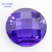 Single Hole Violet AAAAA Round Brilliant Double Checkerboard Cubic Zirconia Stone For DIY Jewelry Making 3~14mm High Quality CZ 2024 - buy cheap