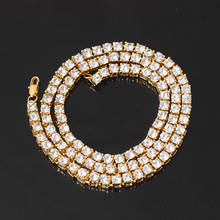 5mm wide Hip Hop Bling Ice Out 1 Row Rhinestones Tennis Chain Necklace Gold Silver Color Chokers Necklaces for Men Jewelry 2024 - buy cheap
