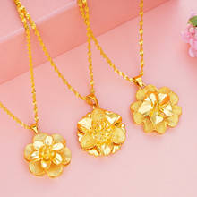 Индийское 24K золотое ожерелье с большим цветком, подвеска, колье, эффектные ожерелья и кулоны, изысканное ожерелье для женщин, ожерелья-цепочки 2024 - купить недорого