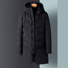 KKSKY Men's Winter Long Jackets And Coats Zipper Solid Warm Parkas Coat Pockets Hooded Thick Black Men Clothing Korean Style 4XL 2024 - buy cheap