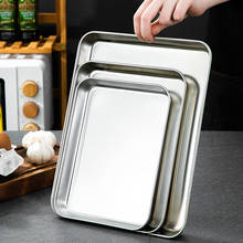 Stainless Steel Rectangle Food Tray Steamed Sausage Noodle Storage Pans Fruit Vegetables Plate Kitchen Baking Pastry Dish 2024 - buy cheap