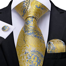 Business Blue Paisley Gold Ties 100% Silk Men's Necktie Pocket Square Cufflinks Set Gift For Men Wedding Tie Gravatas DiBanGu 2024 - buy cheap