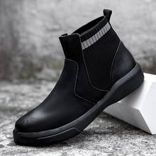 2020 Chelsea Boots Men Winter Shoes Black Split Leather Boots Mens Footwear Warm Plush Fur Winter Boots For Men Zapatos Hombre 2024 - buy cheap