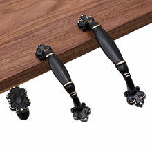 European Fuji Black Wardrobe Handle American Cabinet Drawer Wine Cabinet Door Handle Black Gold Edge Single Hole 2024 - buy cheap